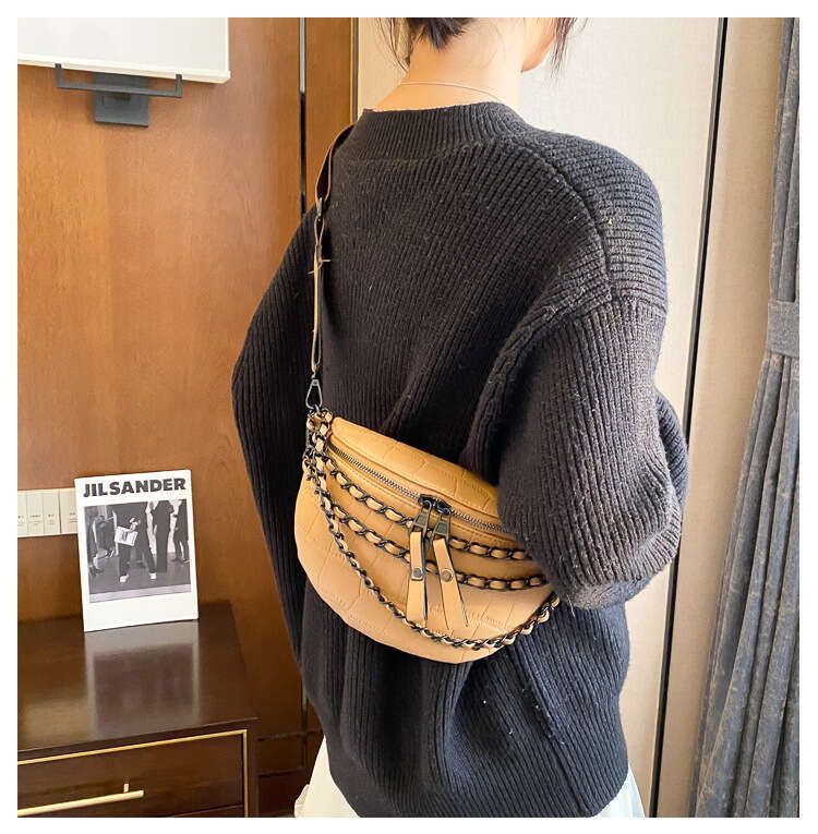 2025S Designer S New Model Texture Crossbody New Versatile Fashion Chain Waist Bag Women S Ins Trendy Chest Bag