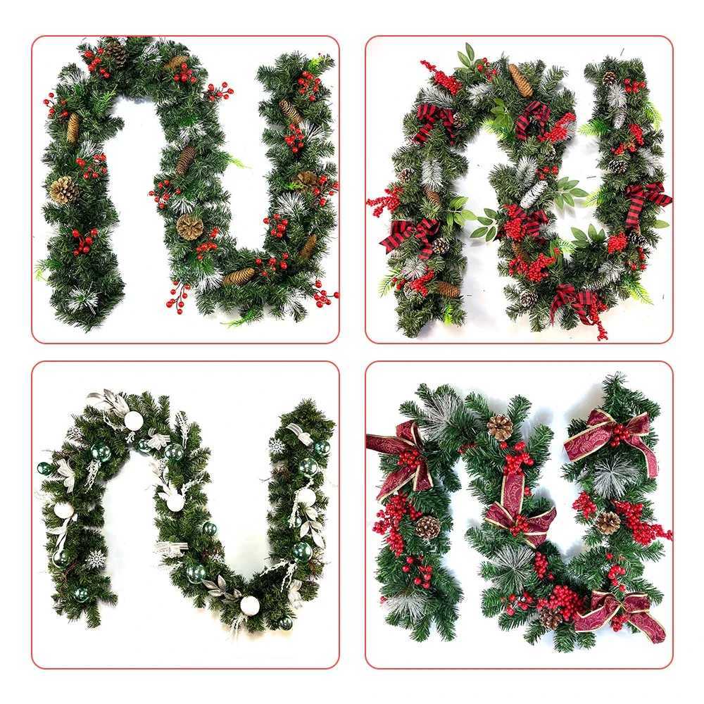 9 FT Long Christmas Garland Flexible PVC Hanging Pendant Artificial Christmas Garlands with Bowknot for Stairs Railing FireplaceXJ241029 - view 4