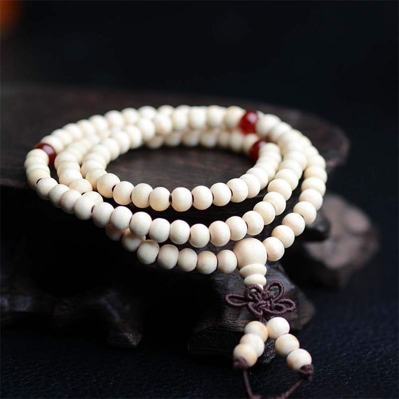 8mm Buddhist Natural Sandalwood Buddha Meditation Wood Prayer Bead Mala Bracelet Women Men 108 Beads Bangles Hanging Decoration 241028