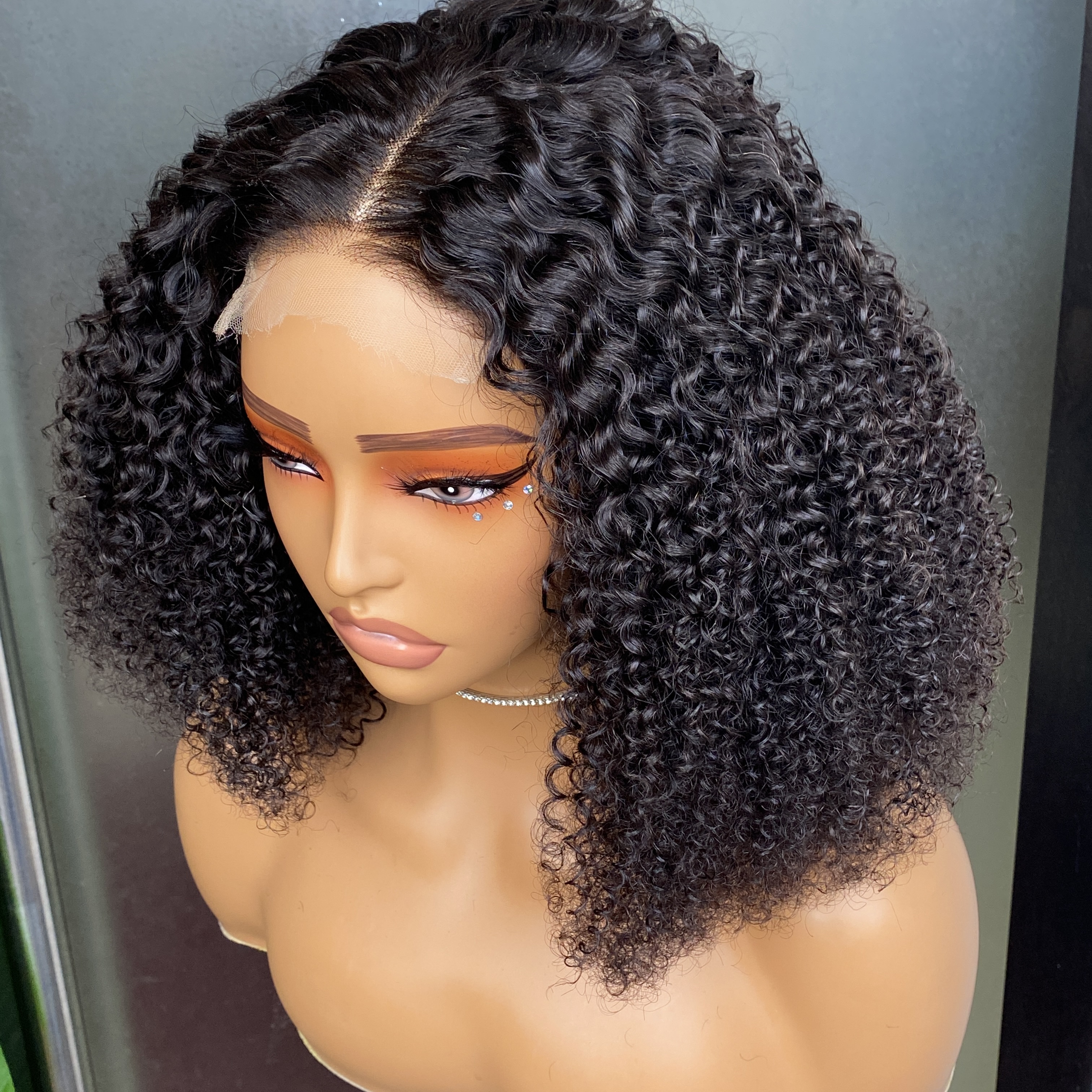100% Virgin Remy Human Hair Kinky Curly 4x4 HD Full Lace Closure Wig Malaysian Peruvian Brazilian Thick Hair