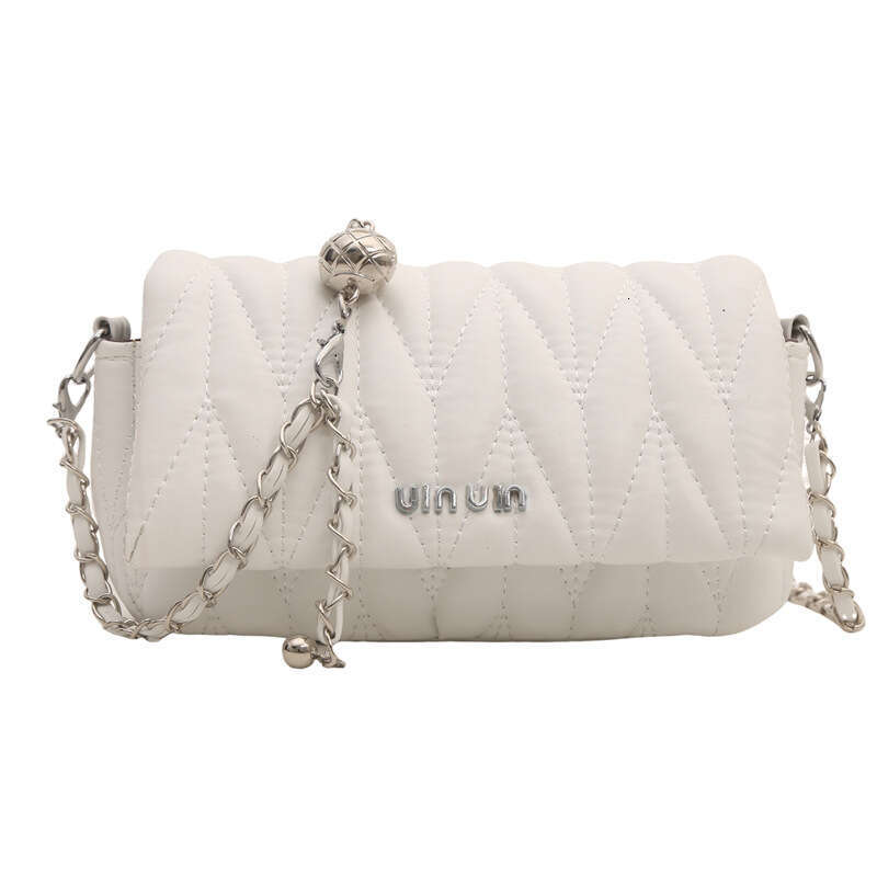 Embroidery thread 2024 new chain shoulder texture PU small square fashion letter crossbody women's bag