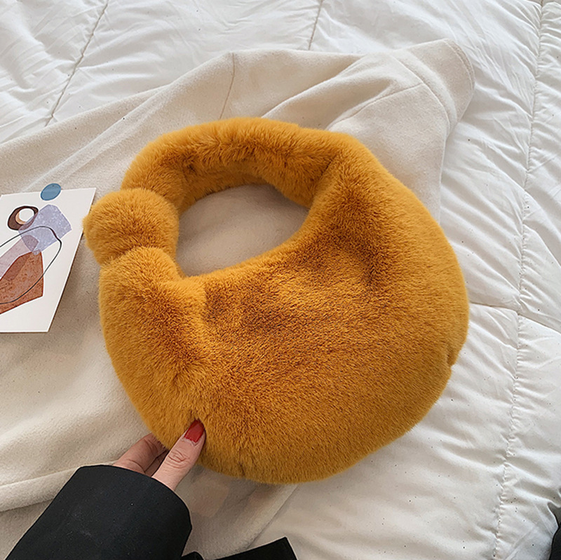 High appearance plush small female internet celebrity style, bag, hand-held fluffy cloud dumpling bag