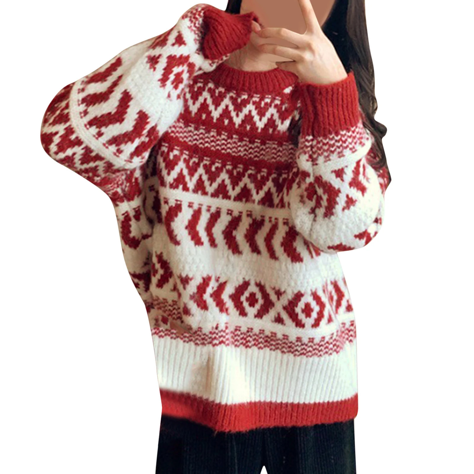 Fashion Womens Sweater Womens Christmas Thick Sweater Autumn/Winter Loose Knitted Top Ropa De Mujer Ofertas 241028