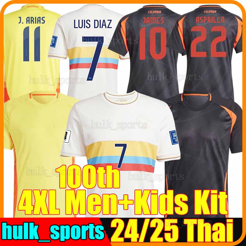 4XL 2024 2025 CoLoMbIaS Centenary soccer jerseys 100th anniversary LUIS DIAZ JAMES CORDOBA J.ARIAS L. SINISTERRA DURAN ASPRILLA J.LERMA men kids kits football shirts