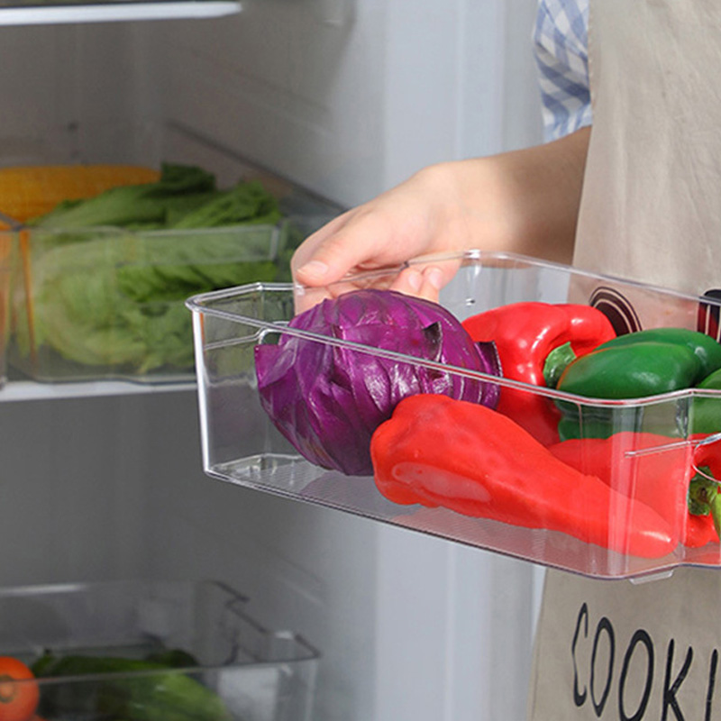 Kitchenware Transparent Pull-Out Organiser Fridge Fruit & Vegetable Compartment Fresh Box Customised Food Storage Boxes