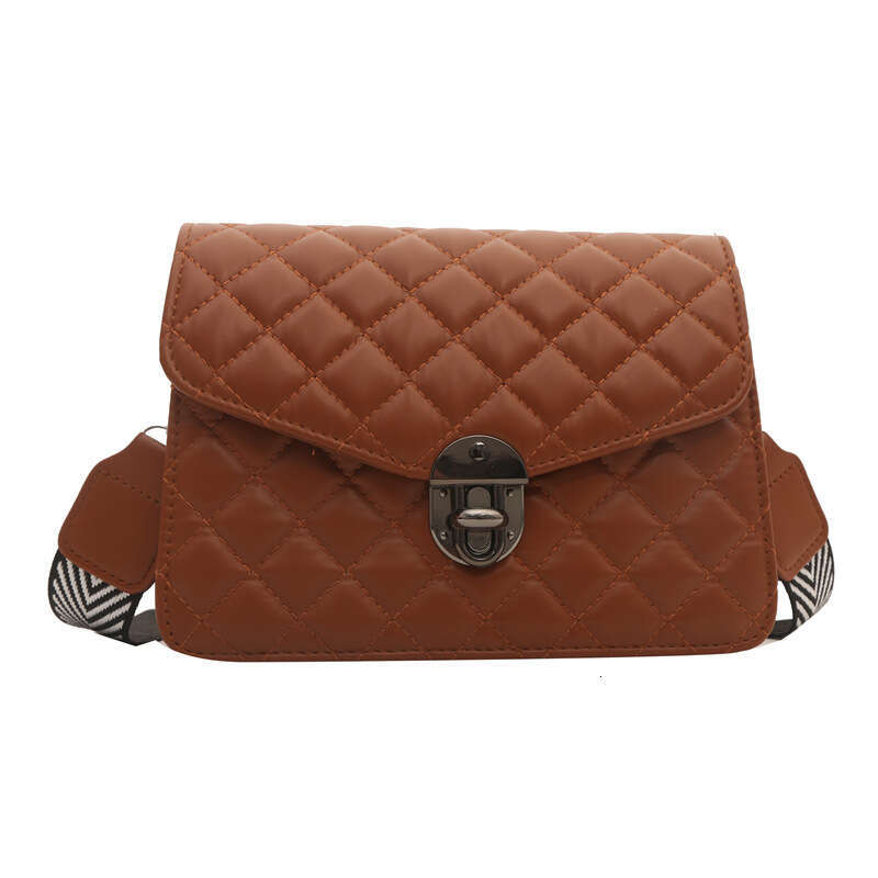 Embroidery thread women's 2024 new fashionable small square texture PU shoulder niche twist lock crossbody bag