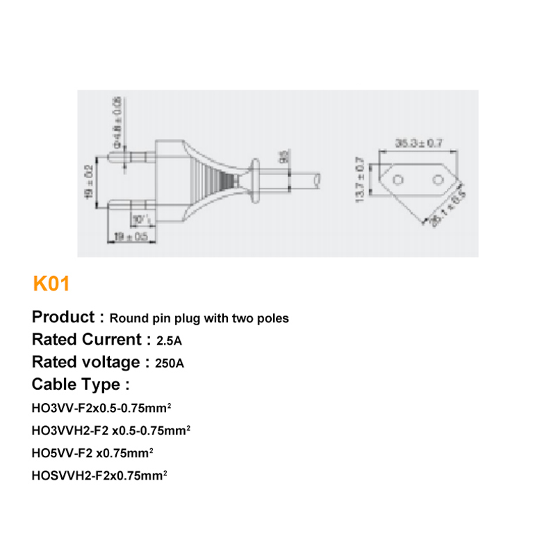 Wholesale kema keur vde Standard 2.5a Transparent 2 Pin EU plug salt lamp cables ac power cord with switch