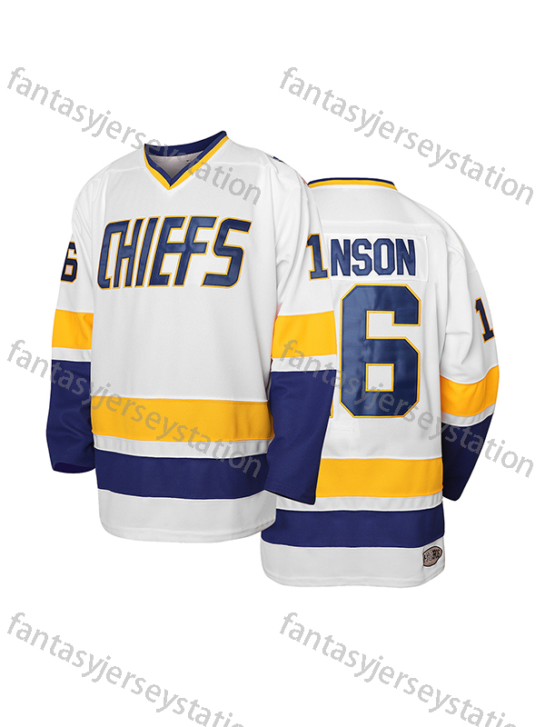 Men's Classic 16 Blue White Embroidery Breathable Ice Hockey Jersey, Training & Competition Sports Uniform CHIEFS & #16 Long Sleeve Top For Match