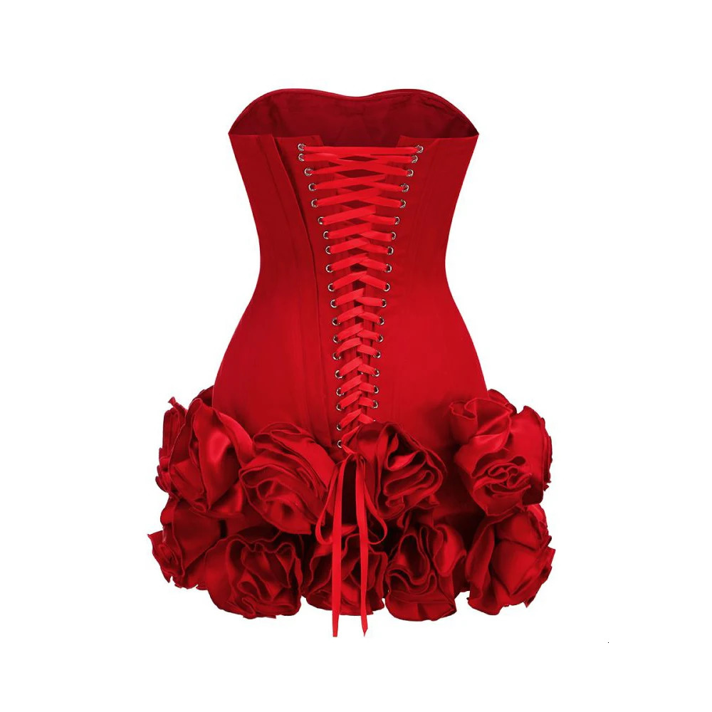 VC Christmas Dress Strapless Backless Red Structured Floral Embellished Mini Length Bodycon Celebrity Party Cocktail Dress 241028 - view 7