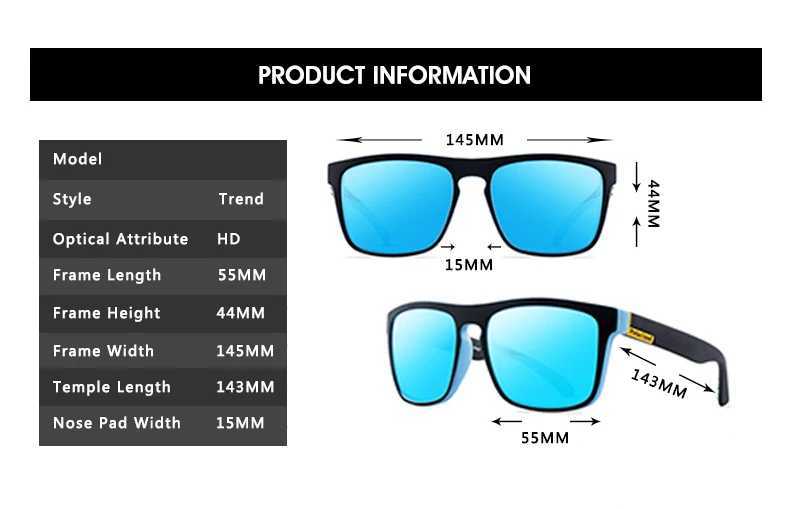 Fashion Square Polarized Sunglasses Mens Retro Plastic Mens Sunglasses Womens Fashion Black Sports Shadow UV400 W241028