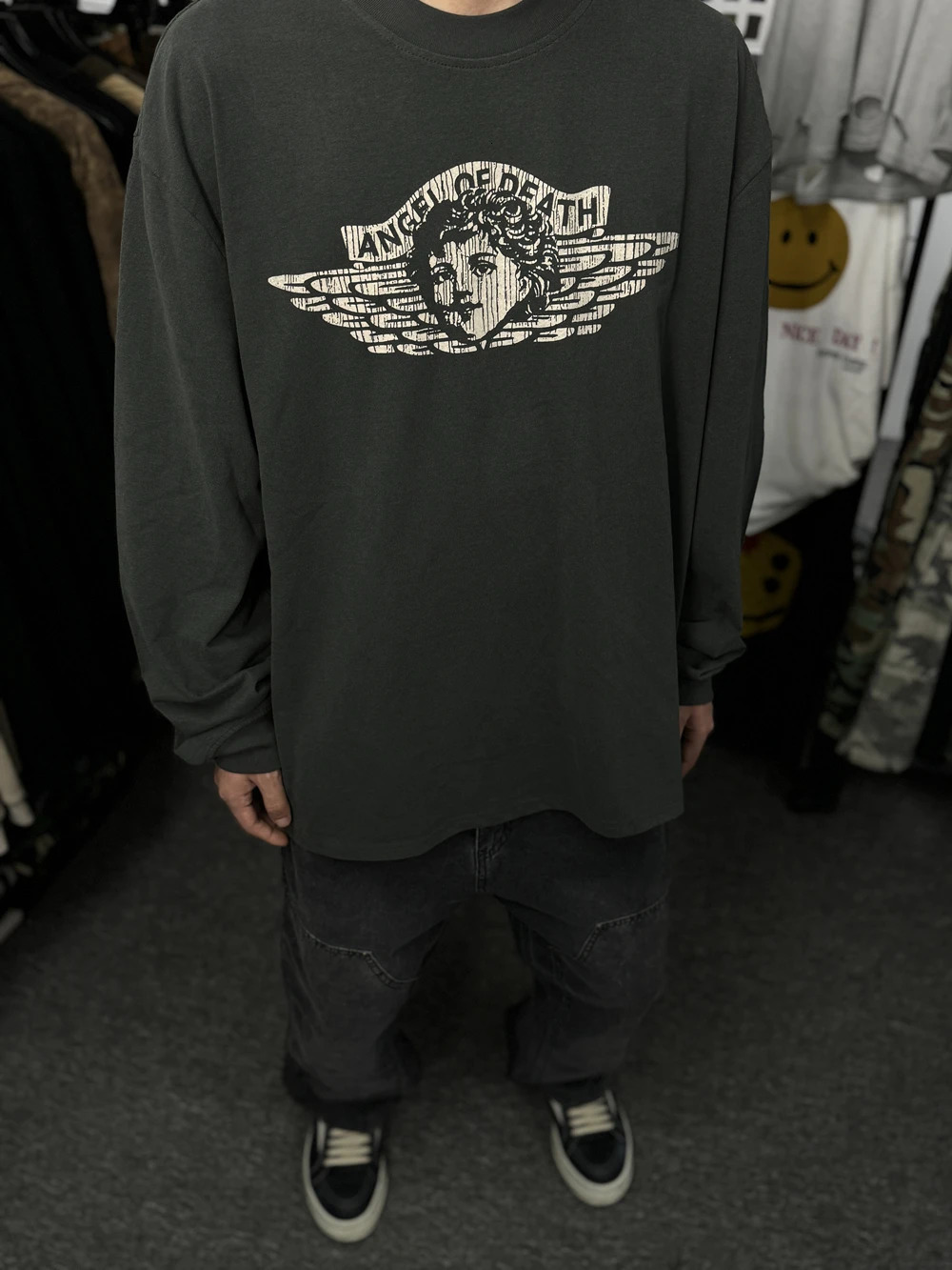 Yao Fashion SAINT OF MICHAEL Vintage Casual O Neck Long Sleeve Tee Tops Oversize Streetwear y Loose Y2k T Shirt For Men 241028