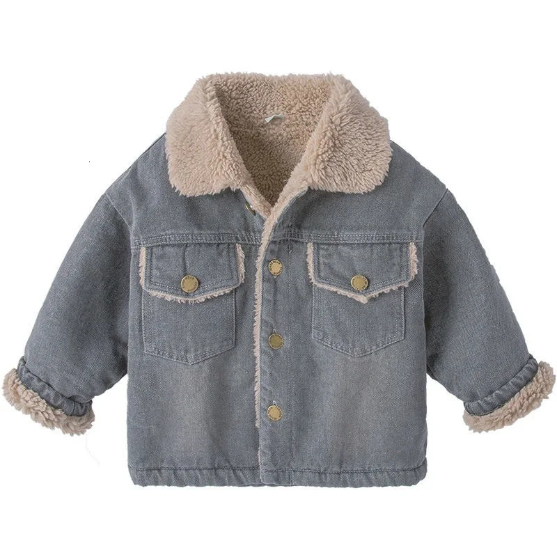 Fashion Baby Girl Boy Thick Fleece Jean Jacket Infant Toddler Denim Coat Warm Spring Autumn Winter Outfit Baby Clothes 1-7Y 241028