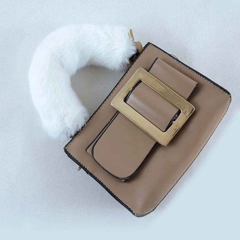 winter mink down furry bag Handles Cover sable fur Fastener Faux marten rabbit ermine For women Bags Accessories 241028