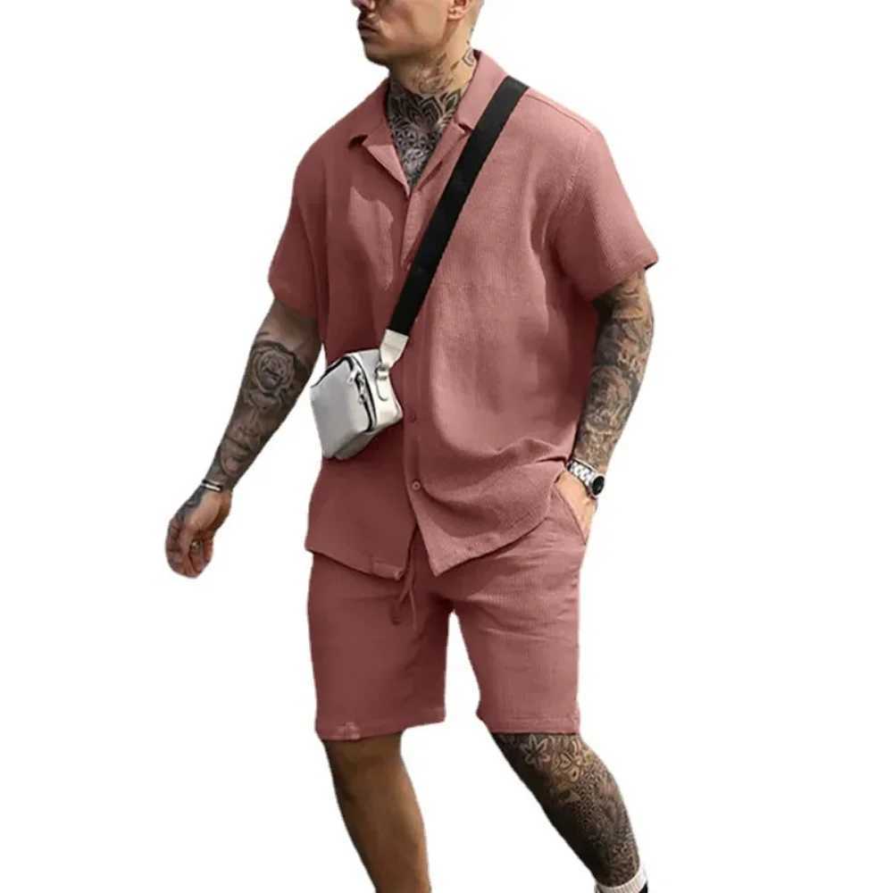 2023 mens set new casual and comfortable button short sleeved polo shirt and two-piece mens fashionable sports pants setXJ250326