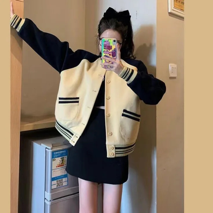 Spring and Autumn Pocket Baseball Clothing Womens Personalized Hundred piece Jacket Sports Shirt Womens Coat 241029