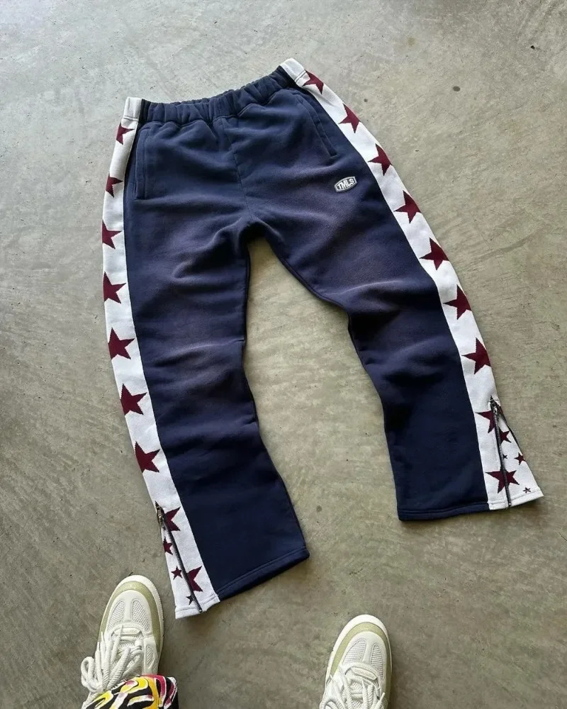 Y2K Fashion Simple Striped Casual Pants for Men and Women Retro Harajuku Loose Straight Pants High Waist Loose Hip Hop Sweatpant 241029
