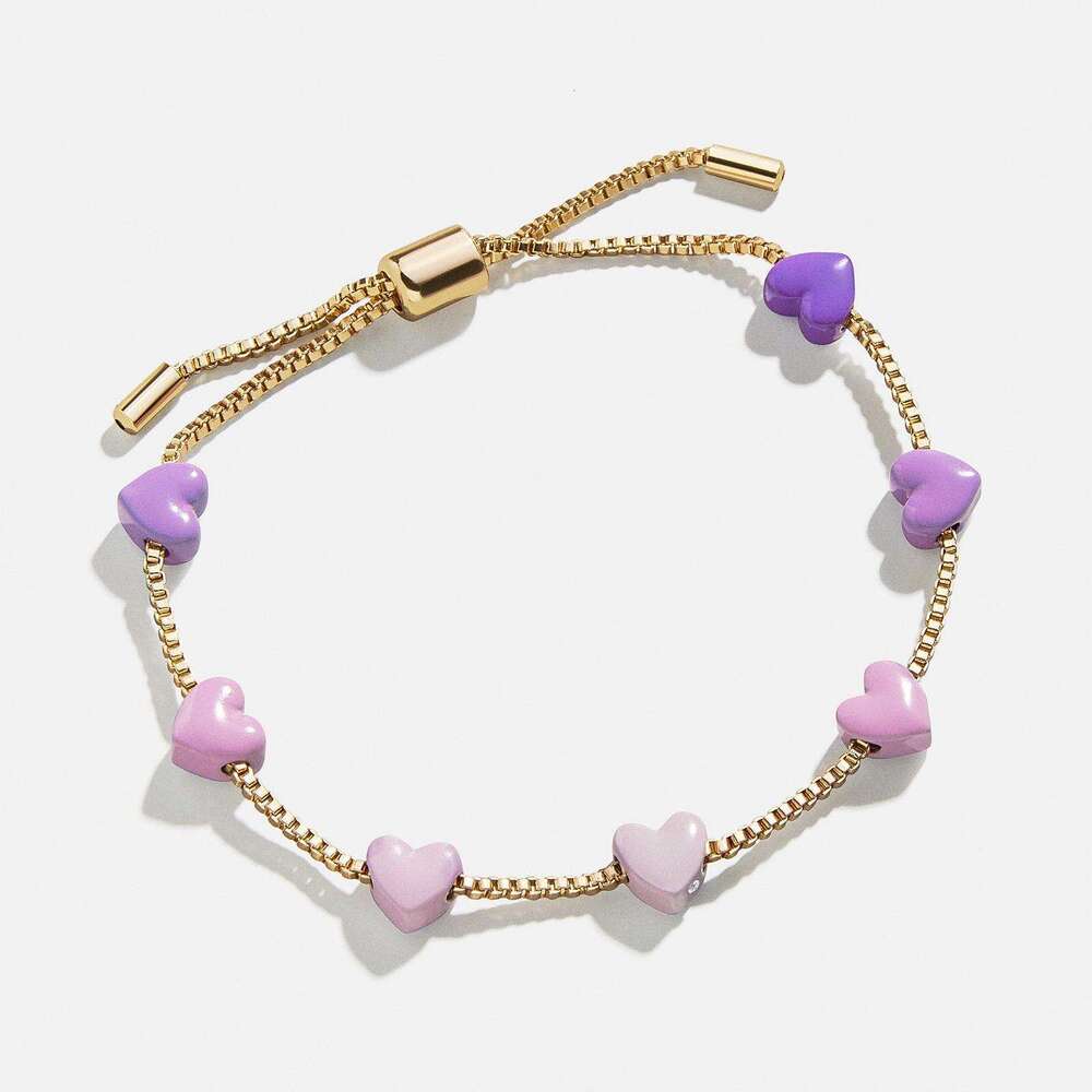 Colorful Gradient Design Bracelet Heart Gold Stainless Steel Christmas Gift For Girls jewelry