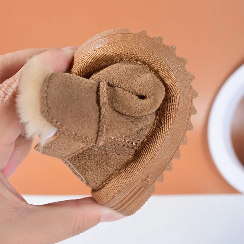 DIMI Winter Warm Baby Boots Boy Girl Toddler Shoes Genuine Leather Waterproof Non-Slip Plush Kids Snow Boots T22110 241028