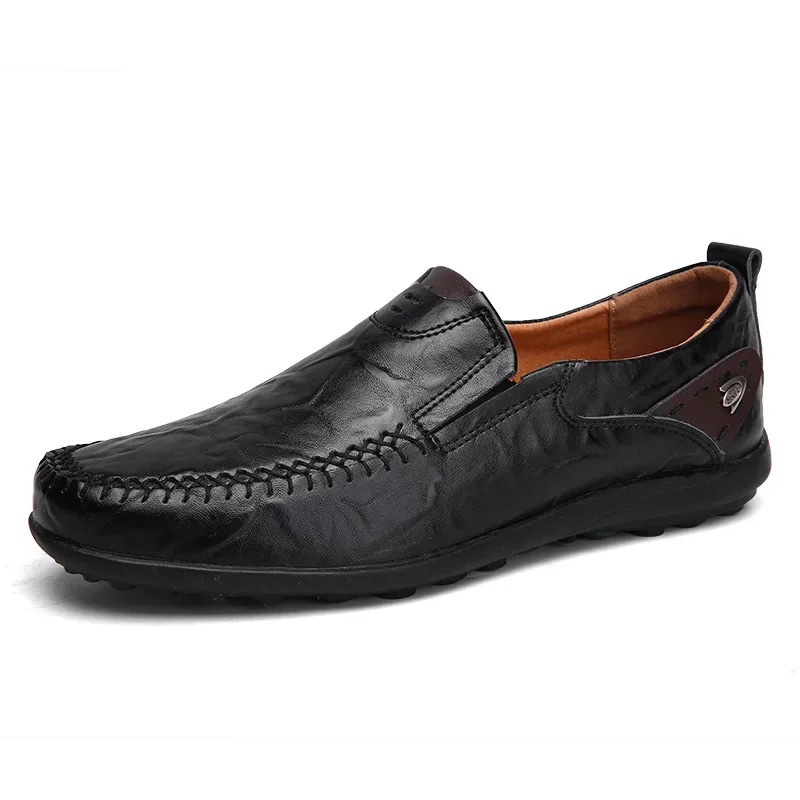 Leather Mens Loafers Comfortable Slip-on Driving Casual Shoes Soft Bottom Big Size 38-47 Support Drop 241028