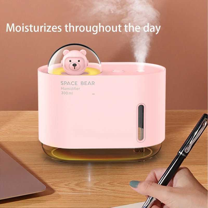 300ML USB cartoon hollow bear portable humidifier Incense Maker mini desktop air atomizer household silent spray Y241104