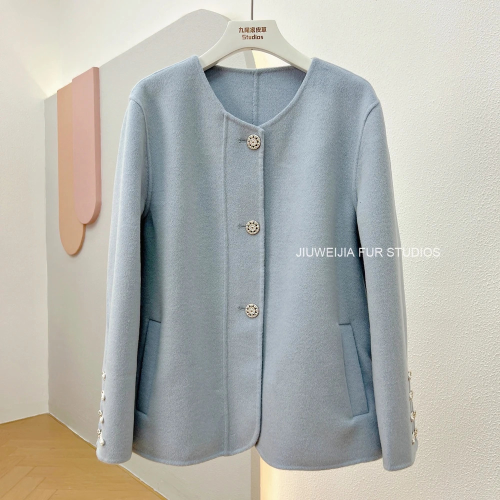Baroque style double-sided wool and cashmere coat two-piece set autumn and winter womens vest fox fur coat three piece set 241028