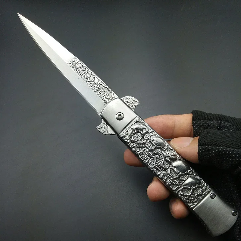Skull Mirror Scrub titanium Outdoor Rescue Tool Knives Multi Function tactical Knife Multifunctional Survival Pocket knifes