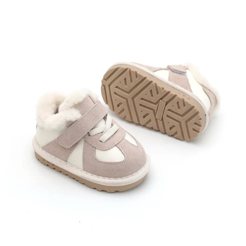 Winter Baby Snow Boots Unisex Leather Boys Shoes Warm Plush Girls Sneakers Outdoor Fashion Toddler Kids Shoes 241028