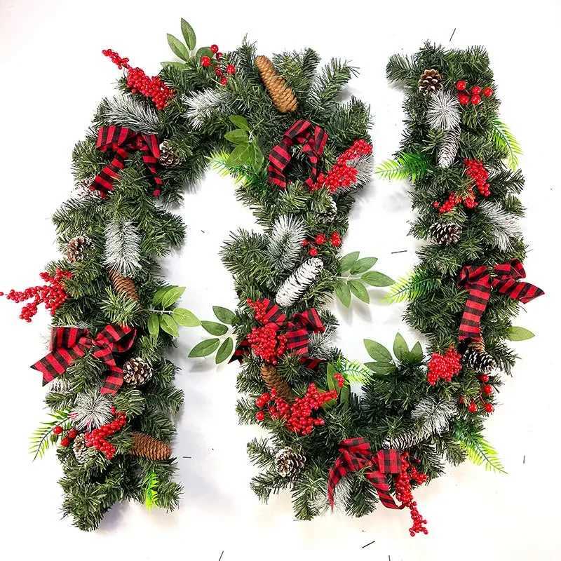 9 FT Long Christmas Garland Flexible PVC Hanging Pendant Artificial Christmas Garlands with Bowknot for Stairs Railing FireplaceXJ241029 - view 5