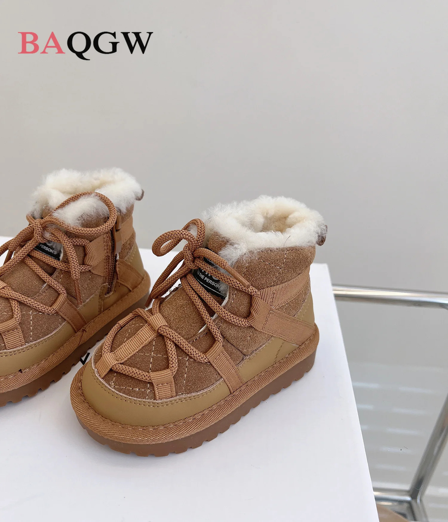 Winter Children Warm Snow Boots Genuine Leather Warm Plush Toddler Boys Shoes Non-slip Fashion Baby Girls Boots 1-6 Years 241028