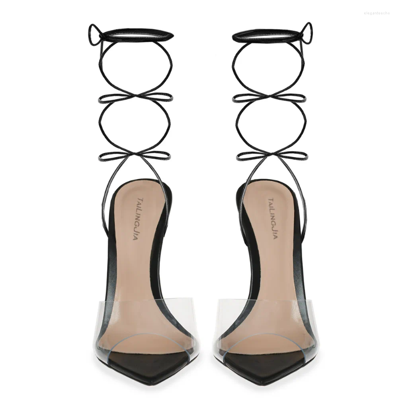 2025 S Fashion Designer Sandals Leather Women Jelly Summer Pointed Open Head Ladies Shoes Ankle Strap Sapatos Feminino Stiletto Heel Tacones Para Muje