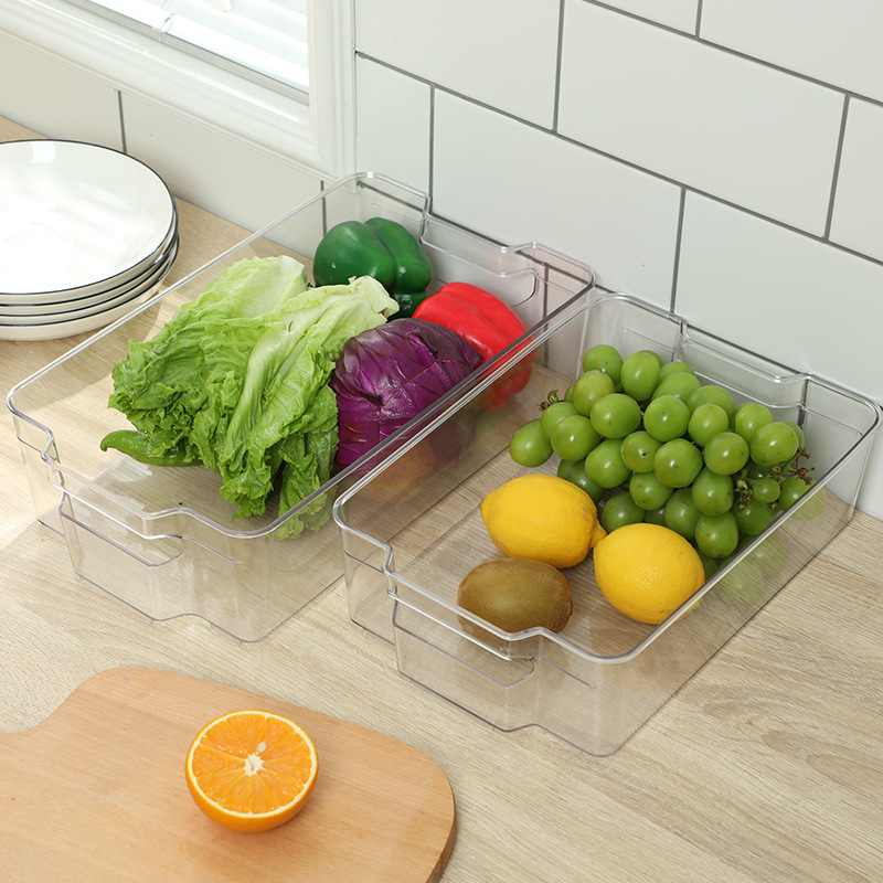 Kitchenware Transparent Pull-Out Organiser Fridge Fruit & Vegetable Compartment Fresh Box Customised Food Storage Boxes