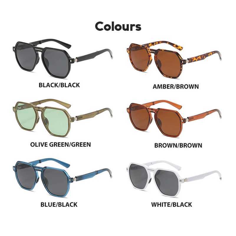 Luxury Brand Designer Square Fold Polarized Sunglasses Women For Men Male Trendy Sun Glasses Fashion Vintage Punk Ladies ShadesX241028