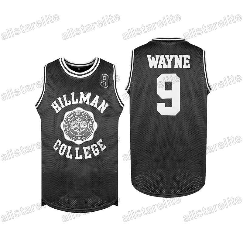Men's HILLMAN COLLEGE #9 Letter & Number Embroidery Sports Black Red White Basketball Jersey Tank Top, Party Training Competition