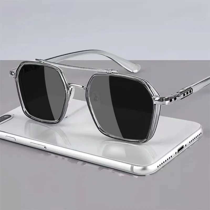 New Mens Large Frame Polygon Sunglasses Men Metal Frame Fashion Sun Glasses Outdoor Driving Fishing Eyewear UV400 Oculos De SolX241028