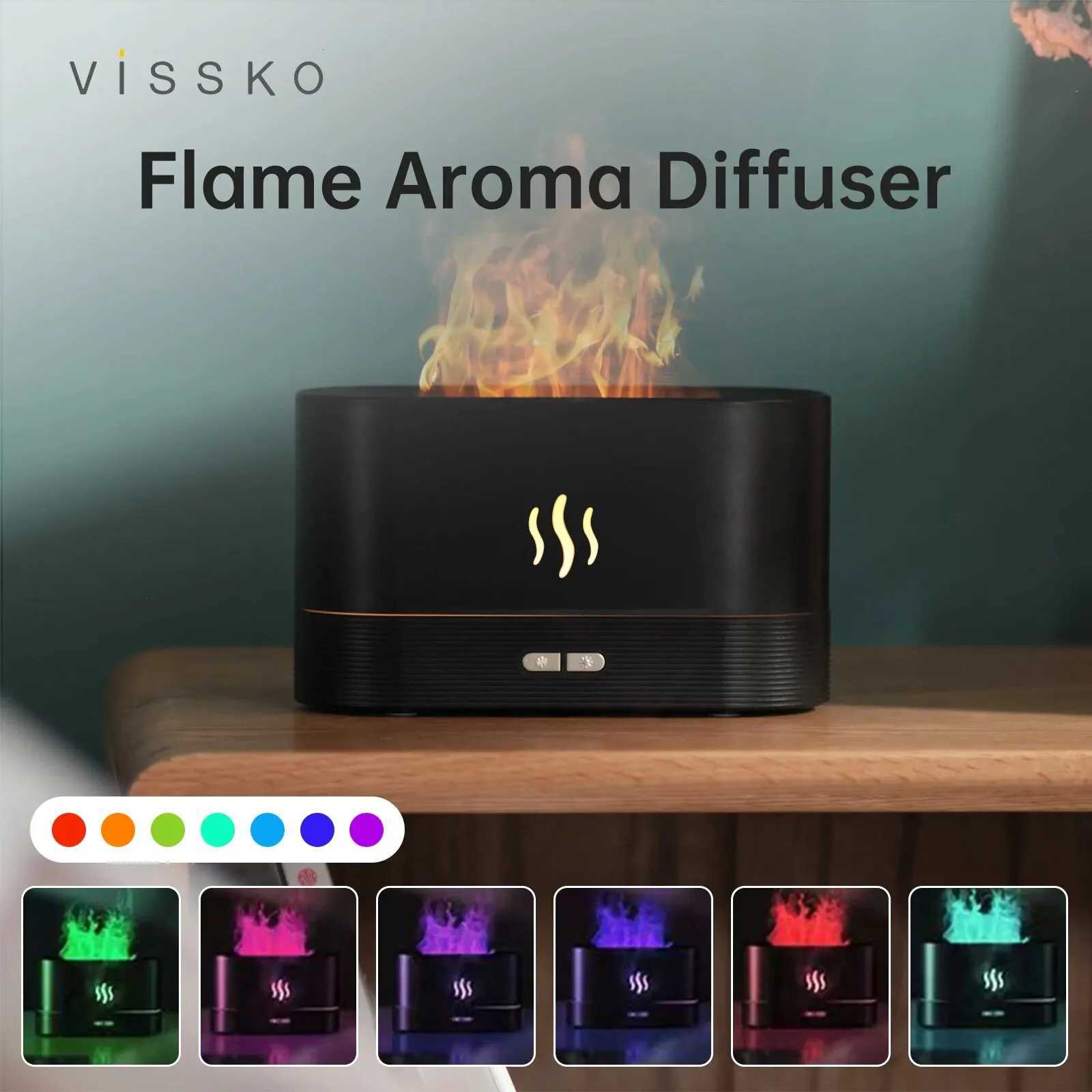 Vissko Ara flame diffuser 180ML air humidifier Trasonic Aratherapy cold mist generator essential oil lamp diffuser Y241104
