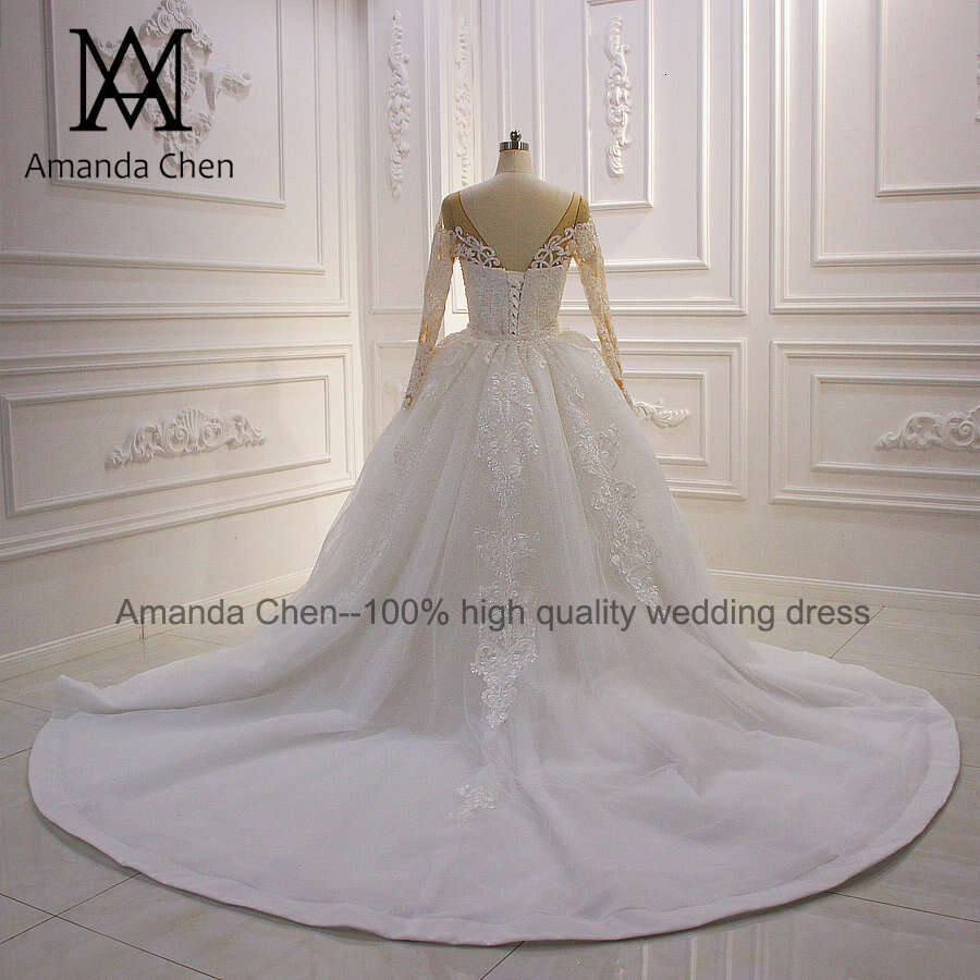 robe mariage femme Long Sleeve Lace Appliques Removable Skirt Wedding Dress