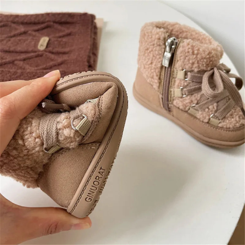 Autumn/Winter Baby Boots Warm Fur Rubber Sole Toddler Kids Cotton Shoes Infant Boots Fashion Toddler Boys Girls Boots 241028