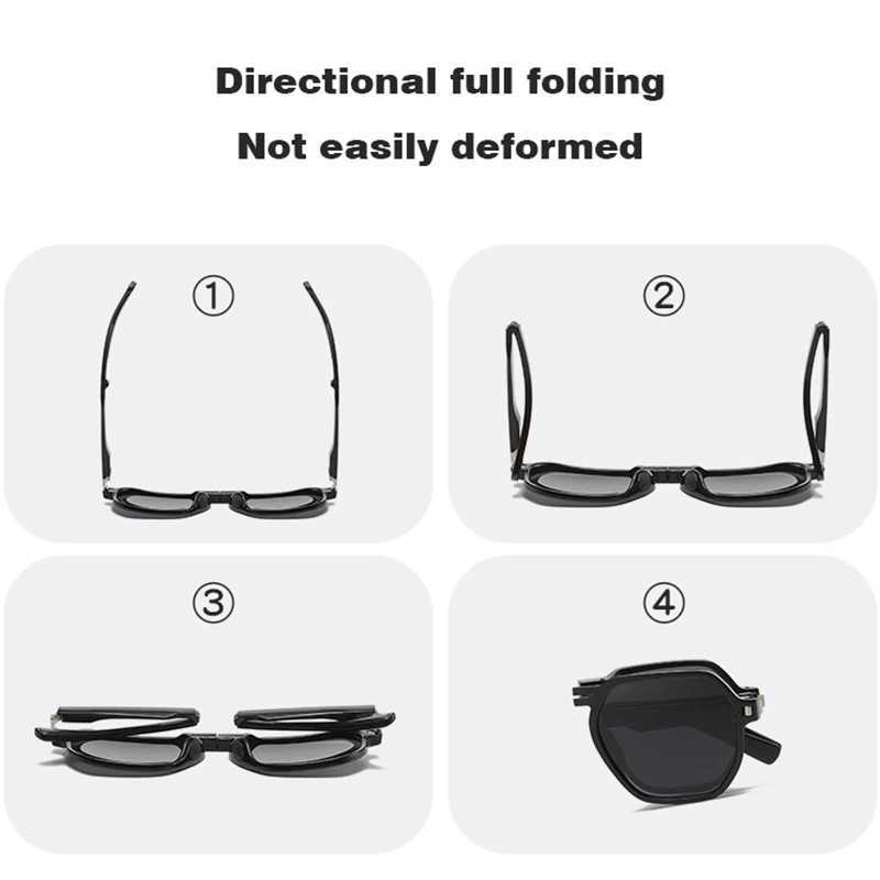 Luxury Brand Designer Square Fold Polarized Sunglasses Women For Men Male Trendy Sun Glasses Fashion Vintage Punk Ladies ShadesX241028