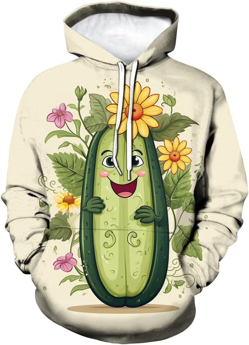 Hoodie for Mens Womens Funny Pickle Sweatshirt Cartoon Pickle Theme Hoodie Graphic Hoodies sweatshirt Pullover Long Sleeve