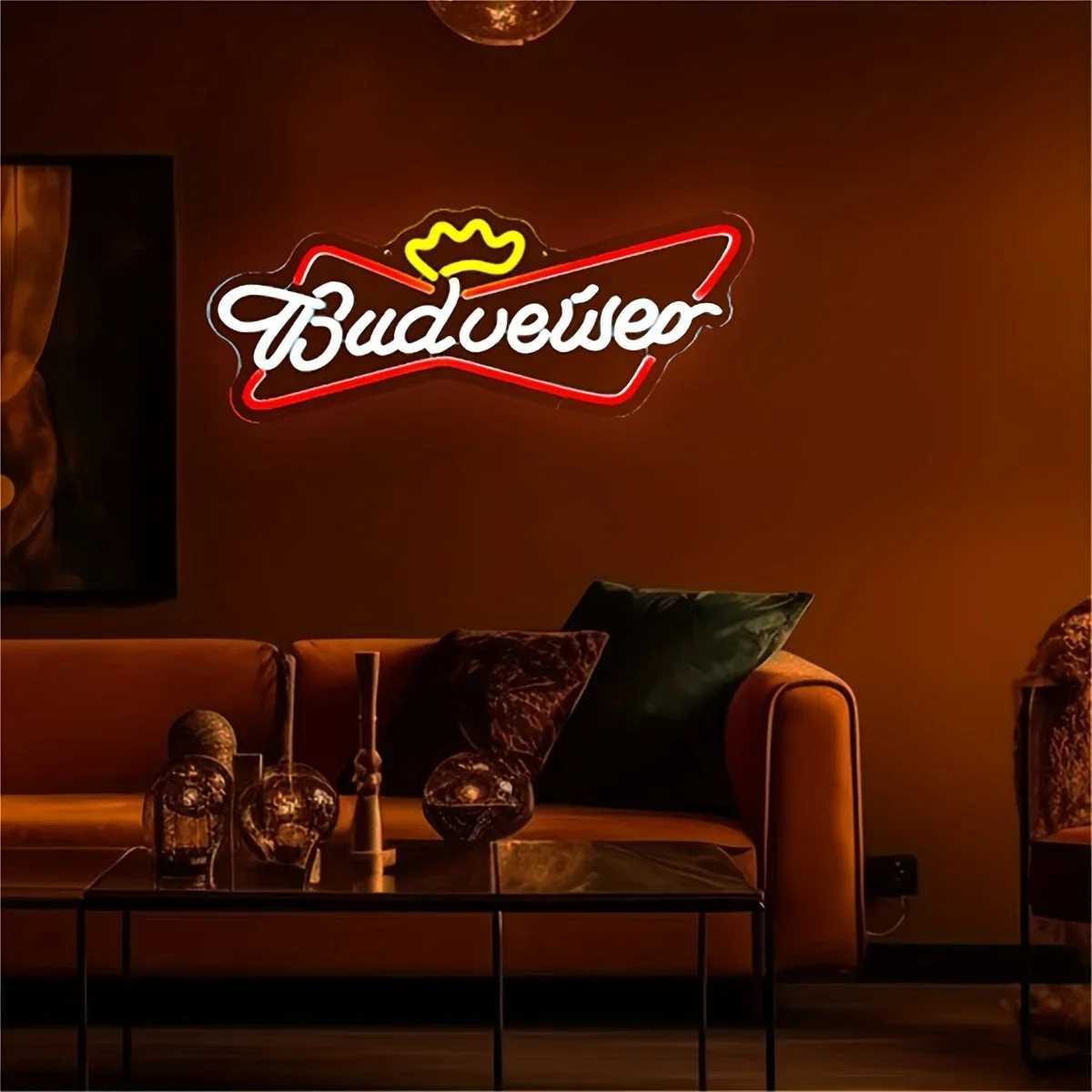 Budweiser Neon Lights - Colorful LED Lighting Wall Mounted Perfect for Beer Parties Festivals Birthdays and Home Decor Atmosphere X241028