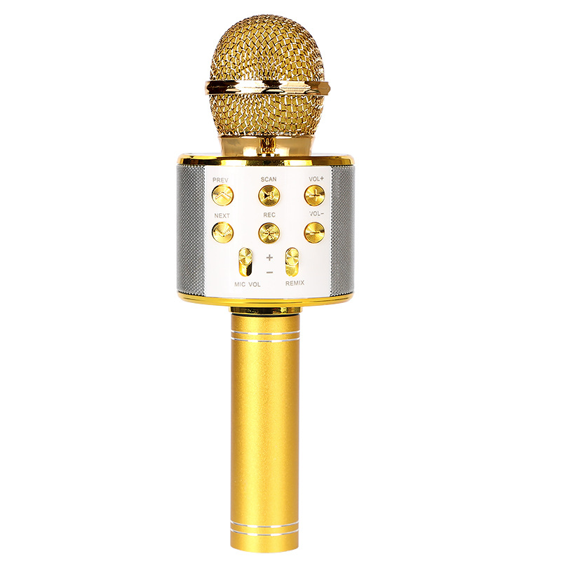Handheld Bluetooth Microphone with Built-In Speaker for Mobile Devices - Wireless Singing & Recording Tool