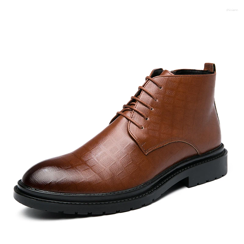 Boots Classic Casual Leather Comfort Leisure Walk Ankle Vintage Style Men's Oxford Footwear Arrival Male Basic