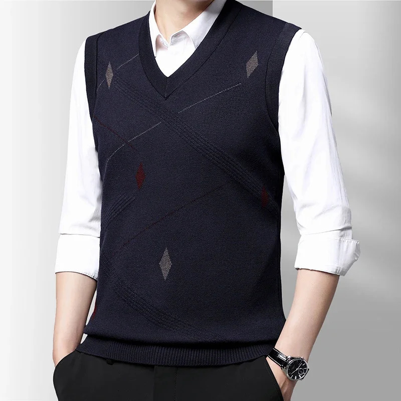 Mens Thickened Casual Sweater Tank Top Autumn and Winter Warm Vest y241024