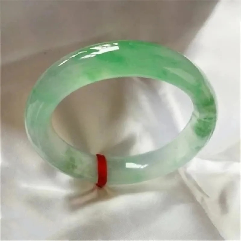 Natural Myanmar Jade Lamp Green Two tone Bracelet Elegant Princess Jewelry 241028