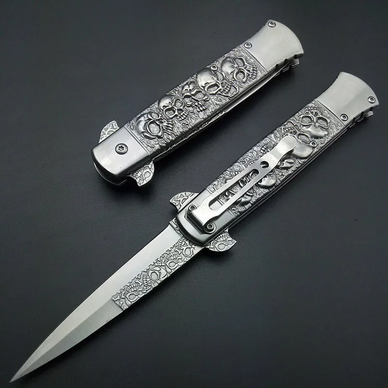 Skull Mirror Scrub titanium Outdoor Rescue Tool Knives Multi Function tactical Knife Multifunctional Survival Pocket knifes