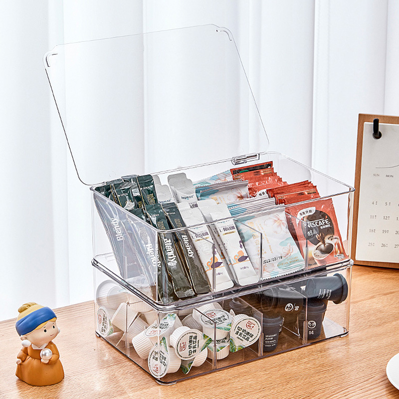 Coffee and tea bag storage box Transparent visual baffle can be removed for easy access to the classification of the storage box spot wholesale