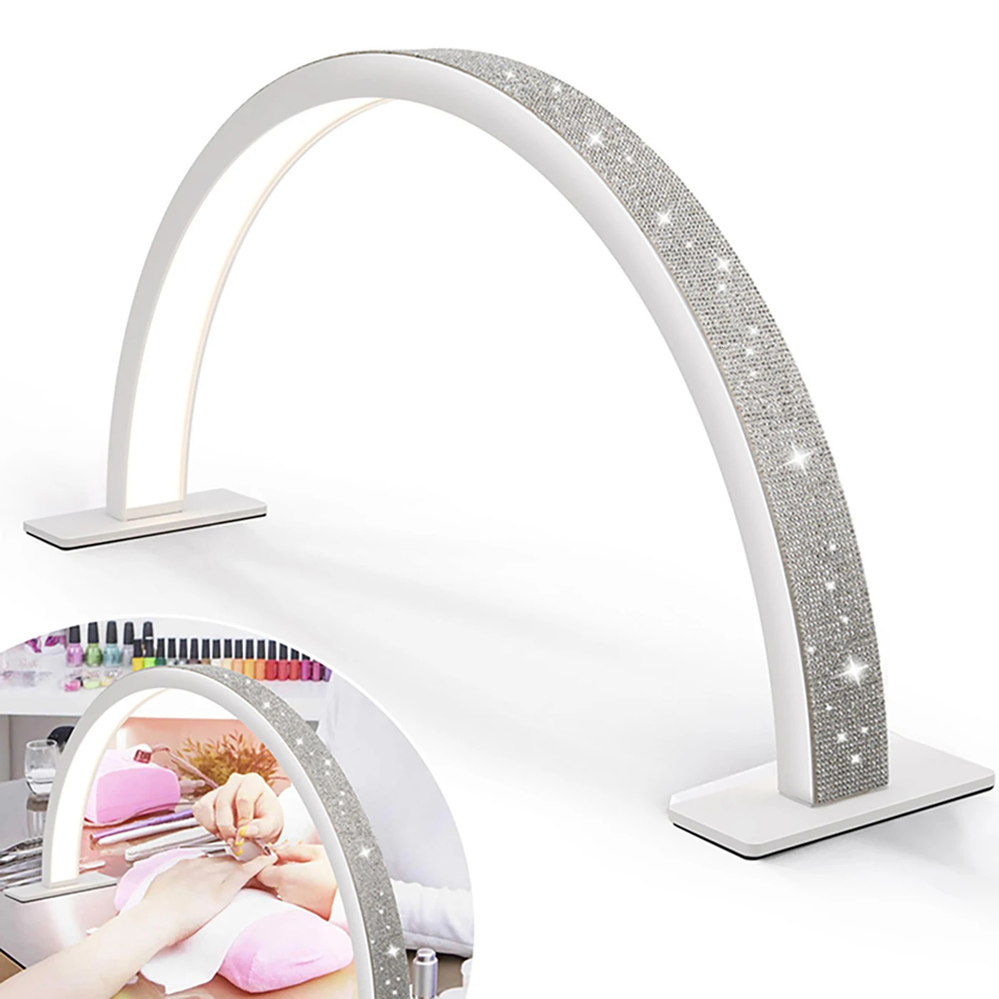 Desk lamp LED U-shaped filling lamp used for Manicure half moon nail lamp with diamond Manicure lamp nail art salon tool 241029