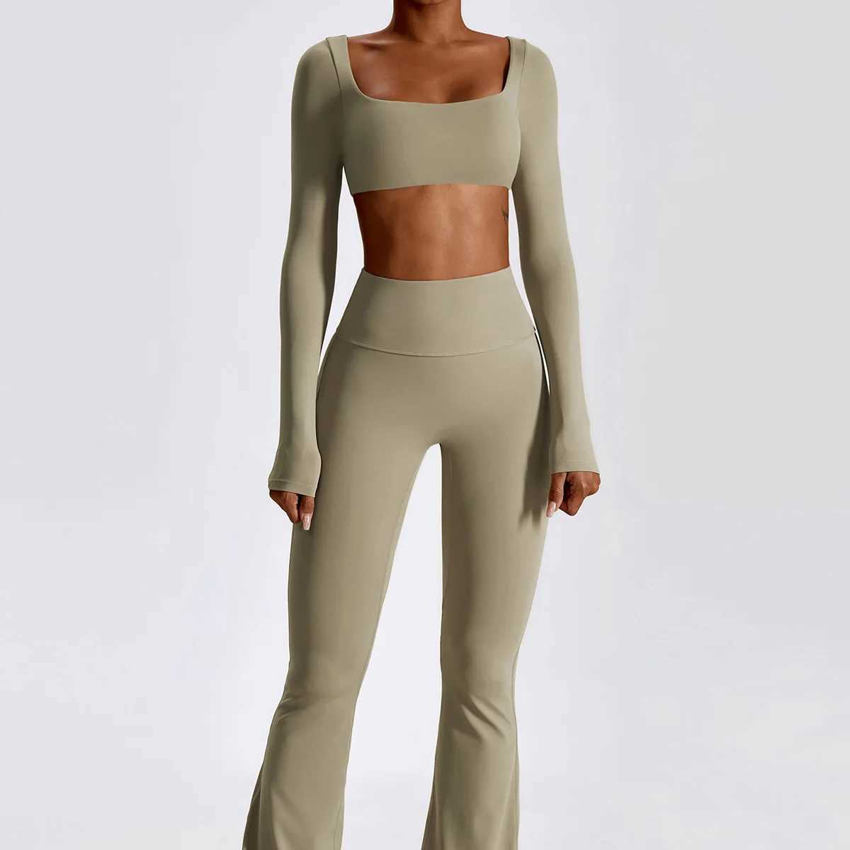 Women's Tracksuits Suit 2 Piece Womens Gym Tracksuits Sportswear Fitness Leggings Long Slve Sports Bra Running Quick Dry Female Sexy Tops Y241029