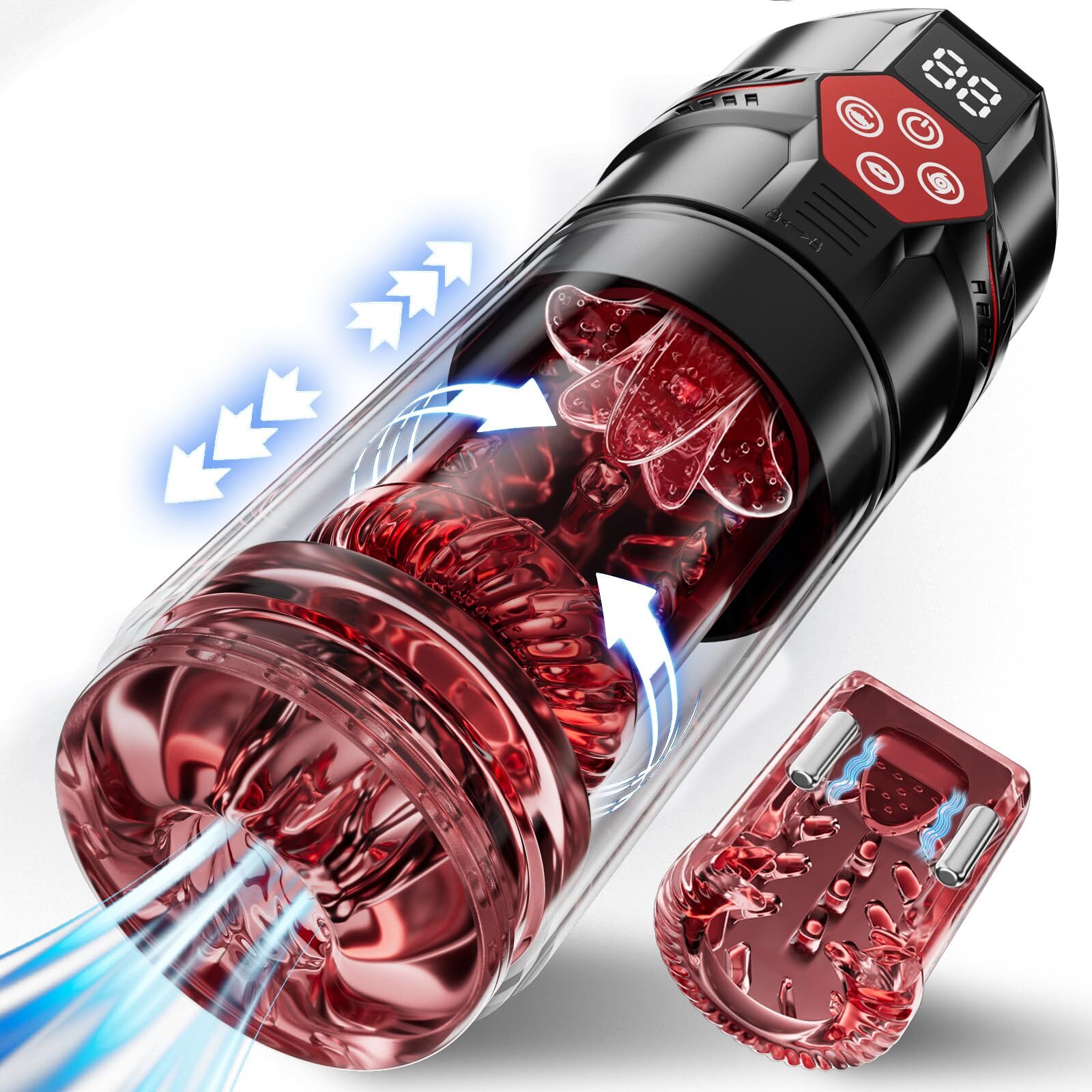 Automatic Male Masturbator Rotation with Upgrade Telescopic Sucking Licking LCD Vacuum Penis Pump Blowjob Adult Sex Toys for Men