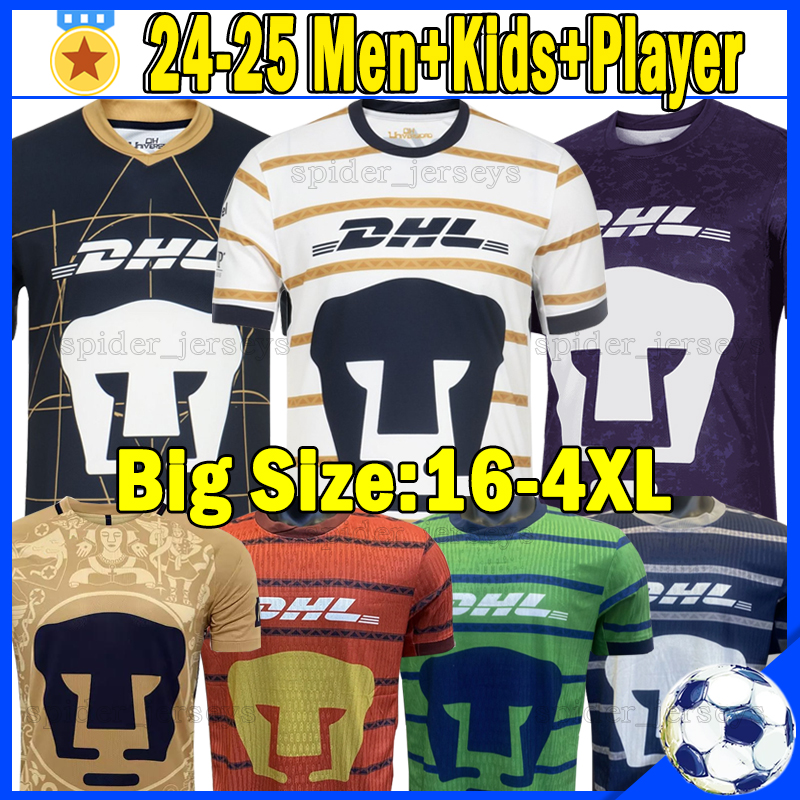 XXXL 4XL 2024 2025 UNAM Mexiko C. HUERTA Soccer Jerseys LIGA MX FC goalkeeper Fans Player Version 24 25 J. RUVALCABA LEO SUAREZ U. RIVAS football shirts kids Kits socks sets